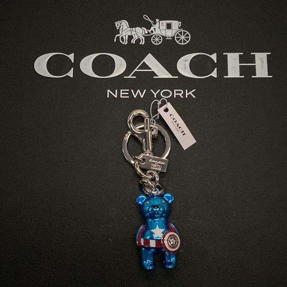 Coach 2755 Coach Marvel Captain America Bear Bag Charm Keychain Fob Metal Silver - Picture 1 of 7